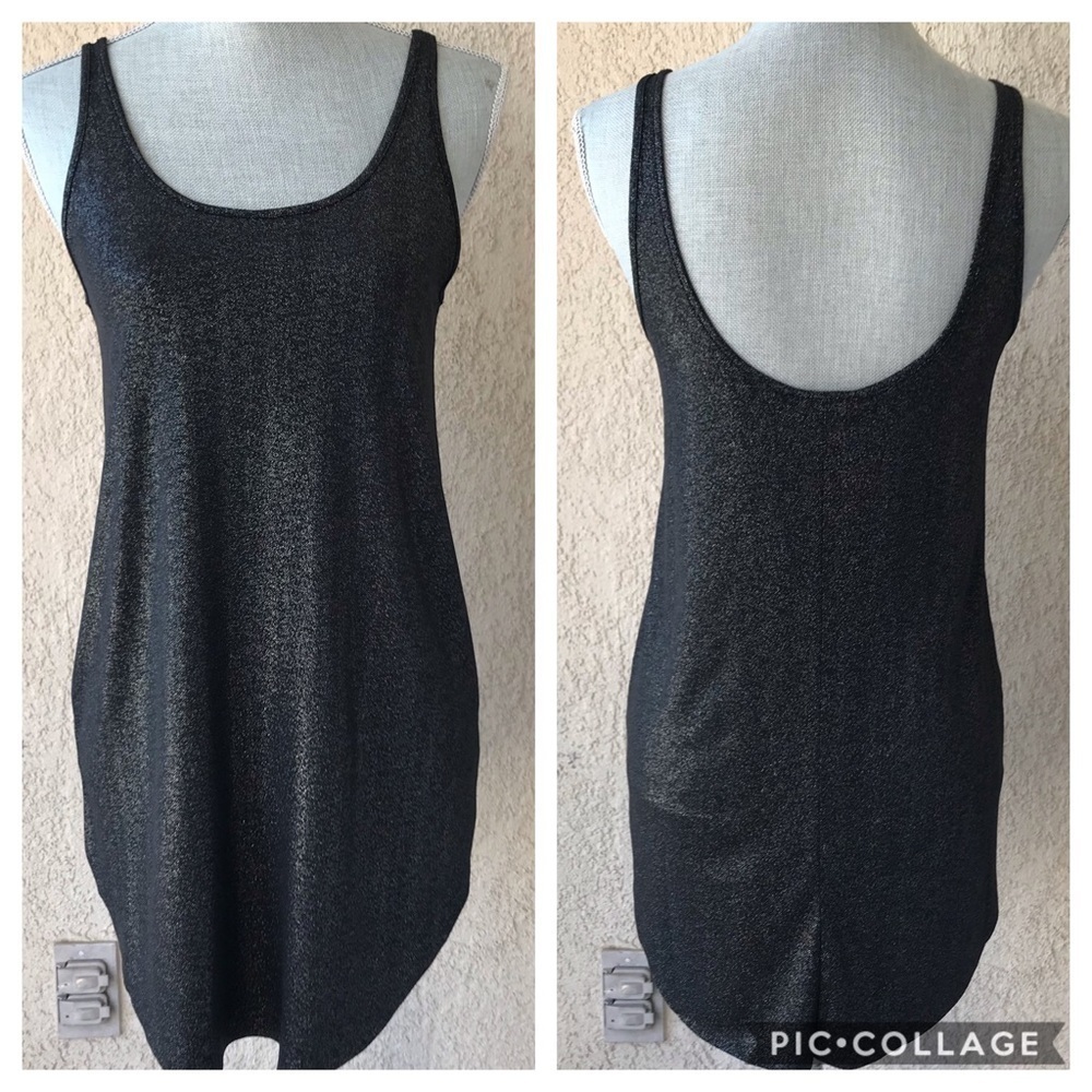 F21 Black Sparkle‎ Tunic Tank Top Low Back S